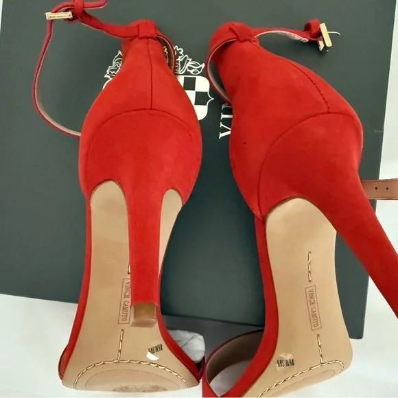 NIB Vince Camuto Orangy Red Strappy Heels Sz 8.5 - Picture 6 of 8